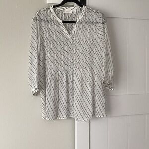 Chico's Diagonal Striped Black and White Blouse